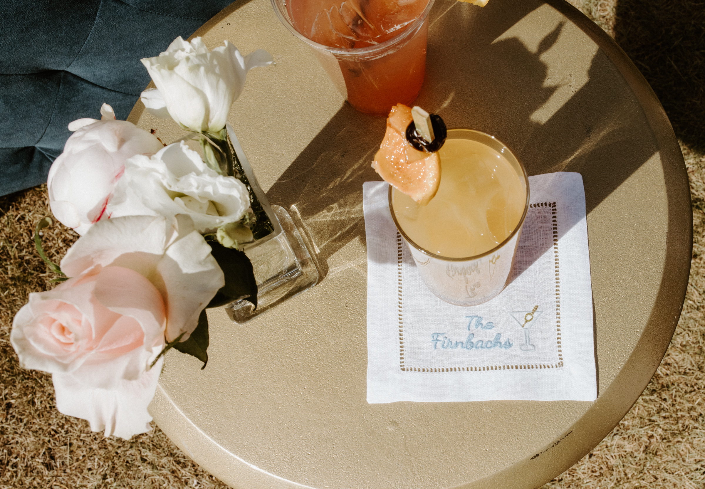 Close-up of a beautifully crafted cocktail at a Lake Tahoe wedding reception, adding a touch of elegance to the celebration.