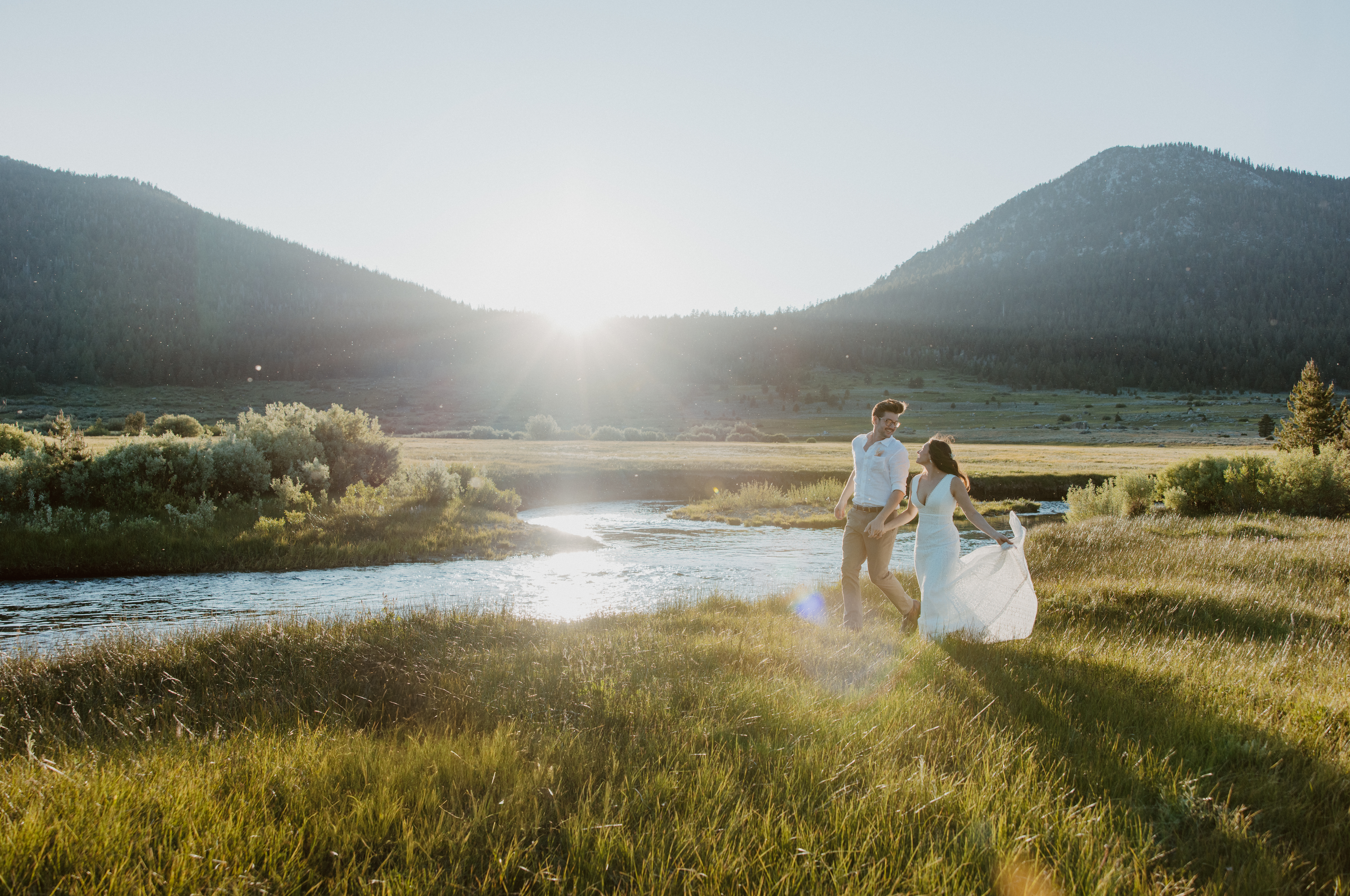 Bride and Groom at their elopement in the Sierra Nevada Mountains